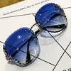 Óculos de sol Kammpt Luxury Fashion Glasses Women Women Oversize Vintage Diamond Sun Shades para