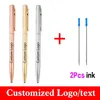 12 PCSSET Metal Get 2 Ink Custom Advertising Ballpoint Signature Pen Pen School Office Hurt 220613