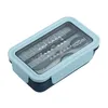 Portable 1100ML Plastic Lunch Box Bento Case Chopsticks Spoons Microwae Heating Leak-Proof Food Storage Container Tableware