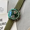 Luksusowy zegarek dla mężczyzn na północno -półkuli Dial Zielony skórzany pasek odporny na szafirowy szafirowy kryształowy kwarc