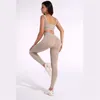 Conjunto esportivo feminino yoga roupas de treino atlético wear esportes ginásio legging sem costura sutiã de fitness colheita superior manga longa terno w220418