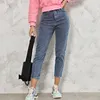 Zhisilao harem jeans byxor mode hög midja 100% bomull lös vintage blå denim höst streetwear 220402