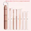 Multifunktionsfest Favor Rostfritt stål Rose Gold Spiral Ear Pick Spoon Wax Borttagning Set Cleaner Portable Ears Picker Care Beauty Tools