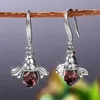 Silver Color CrystaLittle Bees Dangle Earrings Fashion Female Champagne Crystals Animal Style Earring Jewelry