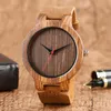 Montres-bracelets 2022 Top cadeau noir/café/vert cadran en bois de bambou naturel montre hommes femmes en cuir véritable horloge en bois mâle heure Reloj De Mader