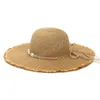 Holiday Foldable Beach Sun Hats for Women Summer Outdoor 11CM Wide Brim Straw Hat UV Protection Visor Cap
