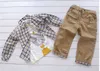 Yürümeye başlayan bebek erkek erkek 3pcs elbise ceket gömlek denim pantolon set çocuk kıyafetleri 2 6 yıl