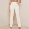 Kobietowe spodnie kobiety Capris Wysokiej jakości kobiety długie spodnie 2022 PU skórzane kieszenie w talii moda seksowna prosta odzież uliczna