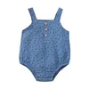 Sommar Baby Linne Romper Cartoon Bear Stars Printed Suspender Bodysuit Jumpsuits för pojkar och tjejer M4075