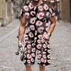 Survêtements pour hommes été surdimensionné hommes t-shirt shorts tenues ensembles rétro motif imprimé haute qualité manches courtes t-shirt tendance plage piste su