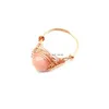 Hand Wire Wrap Mineral Rings Natursten Rosa Kvarts Ring Kvinnor Mode Smycken Gift