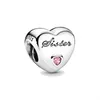 New 925 Sterling Silver Heart Charm de contas para a pulseira Pandora Pandora Pingente DIY Jóias Mulheres Livre Lobal