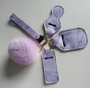 5pcs/set neoprene wristlet keychain pompom hand hand list repstick keychains sier keyring for women 18 color