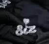 Anpassat namn A- Z Love Heart Locket Baguette Letters Pendant Necklace For Men Women Gifts Cubic Zirconia Necklace Hip Hop Jewelry