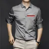 Casual Mens Shirts Designer Polos Long Sleeve Autumn Spring Man Shirt Tops Breathable Ice Silk