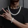 Anhänger Halsketten 15mm Männer Hip Hop Kette Halskette Pflastern Einstellung Strass Männlichen Hiphop Iced Out Bling Rhombus Kubanische Ketten Mode schmuckStift