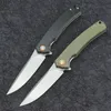 Najwyższa jakość R7102 Flipper Składanie noża D2 Kamienne pranie z kroplą Punkt Punkt Blade Flax Włókno z stali nierdzewnej Łożysko kulkowe Szybkie otwarte noże z folderów EDC