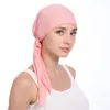 Coloque o cocar len￧o de colora￧￣o s￳lida len￧o de turbante mu￧ulmano Mulheres internas hijabs moda feminino Turbantes Caps