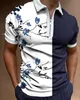 Летние высококачественные мужские рубашки Polo Zipper Men Print Casual с коротки