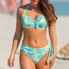 Badeanzug Sexy Frauen Hohe Taille Bikini Blumen Bademode Weibliche Bandage Bikini Set Biquini Badeanzug Frauen Große Größe 220518