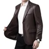 Men's Leather Skin Suit Autumn de alta qualidade Grande tamanho artificial jaqueta de couro masculino