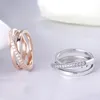 Crossover Pave Triple Band Ring 925 Sterling Silver Rose gold plated Original box for Pandora Men Womens Wedding Rings set