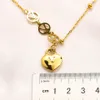 Classic Never Fading 14k Gold Plated Luxury Brand Designer Pendants Halsband Rostfritt stål Letter Choker Pendant Halsband Pärlor Kedja smycken Tillbehör gåva