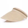 Korean Version Outdoor Sun Protection Women Empty Top Hat Splicing Wide Brim Spring Summer Shade Straw Hat Visor Cap