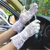 Five Fingers Gloves Women Summer Lace Short Delicate Flowers Thin High Elasticity Breathable Drive Cycling Sunscreen Transparent Etiquette