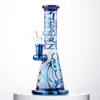 Gökkuşağı Renkli Cam Bongs Duş Başlığı PERC Nargile 9 inç Düz Tüp Başlığı Su Boruları 14mm Famle Eklem Yağı Dab Rig