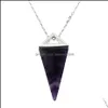 Pendant Necklaces Square Pyramid Cone Stone Opal Crystal Pendum Necklace Chakra Healing Jewelry For Women Men Ca Carshop2006 Dhd7C