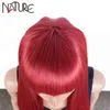 Nature Long Natural Straight Cosplay Fire Red Wigs with Bangs Party Lolita Heat Resistant Synthetic Wig for Women 22062259452553669284