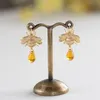 Dangle & Chandelier Fashion Honey Bee Earrings Drop For Women Yellow Big Crystal Clear Glass Wedding Party Jewelry GiftDangle DangleDangle