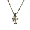 Naszyjniki z wisiorkami podwójny krzyż dla kobiet lekki luksusowy projekt urok barokowe akcesoria fajny łańcuszek do obojczyka biżuteria WholesalePendant
