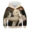 Moletons moletons da moda gato meninas adolescentes meninos 3d Swea com capuz 220824