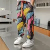 Arrival Boys Tie Dye Casual Pants Spring Fashion Deals Graffiti Painting Print Sweatpants Cotton Kids Long Trousers 220808