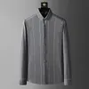 Men's Casual Shirts Men's Luxury Golden Striped Business Men 2022 Autumn Long Sleeve Slim Social Party Formal Dress Streetwear