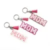 Porte-clés en acrylique pendentif créatif maman pompon, cadeau de fête des mères, décoration de bagages, porte-clés BES121