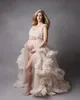 Luxury Ruffles Maternity Wraps Gowns for Photo Shoot Tiered Skirts Women Maternity Dresses Front Slit Wrap Cape Bathrobe Sleepwear