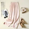 Imitation Silk Satin Straight-leg Pant's Summer Wid Leg High Waist Pearly Silky Light Luxury Trousers 220325