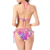 Sexy bonito biquinis maiô linda escamas de peixe 3d impressão feminino alças baixas terno de natação para mulheres conjunto biquinis praia maiô w220617