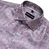 Camisas de vestido masculinas Barry.wang Luxury Pink Paisley Silk Men de manga longa Flor casual para a camisa de designer BCCY-0024Men Quin22