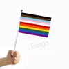 14x21cm Gay Pride Rainbow Stick Flagga Transgender Lesbian Rainbows Banner HBT Regnbågsflaggor med flaggstång Handhållna banderoller BH7265 TYJ