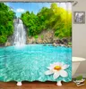 Forest Landscape Bathroom Curtain 3D Natural Scenery Waterfall Printing Shower Curtains Waterproof Polyester Home Decoration 220517