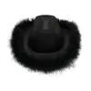 Chapéus largos de penas grandes homens fedora chapéu para inverno outono elegante lady trilby sentiu homburgo jazz ajustável t8dewide widewide pros2