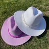 2022 Chapéu de Palha de Verão Panamá com Corrente Mulheres Sunhat Homens Sunhats Menina Grande Brim Chapéus Holiday Beach Homem Moda Outdoor Viagem Sun Proteção Cap