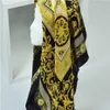 Fashion-Famous Style 100% Silk Scarves For Woman and Men Solid Color Gold Black Neck Print Soft Fashion Shawl Women Silk Scarf Squ234W