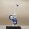 9 inch Hookah Blue Glass Bong Recycler Pipes Water Bongs Rookpijp