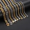 316L Stainless Steel Cuban Link Chain Necklaces Bracelets Hiphoop High Polished 18K Gold Plated Cast Jewelry Sets Choker Chains Me259v