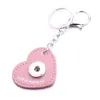 Fashion Heart PU Leather Keychain Jewelry 18mm Snap Buttons